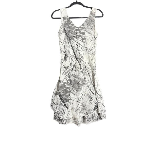 Charlie B 100% Cotton Sleeveless Mini Dress Women’s Size Medium Gray White - Picture 1 of 7